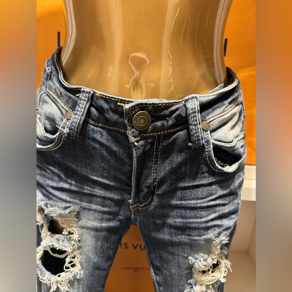 Machine Nouvelle Mode blue, distressed jeans size 5 - Picture 5 of 9